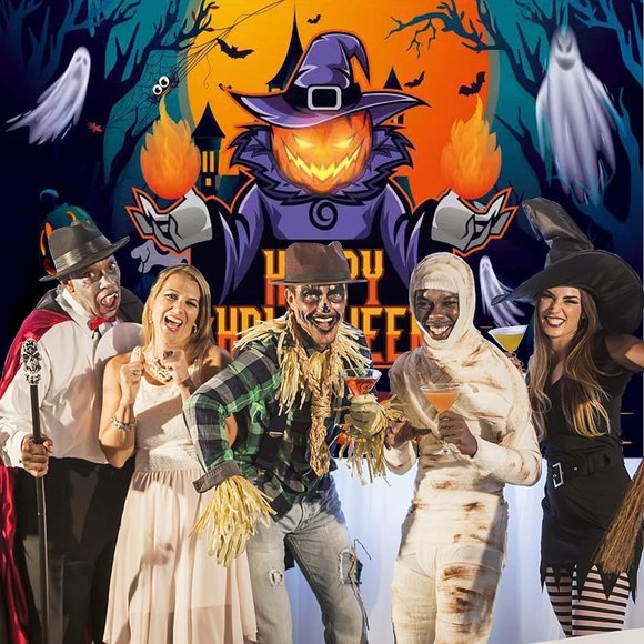 Halloween 7x5ft Horror Moon Night Scary Pumpkin Jack Lantern Backdrop Banner - Picture 3 of 6